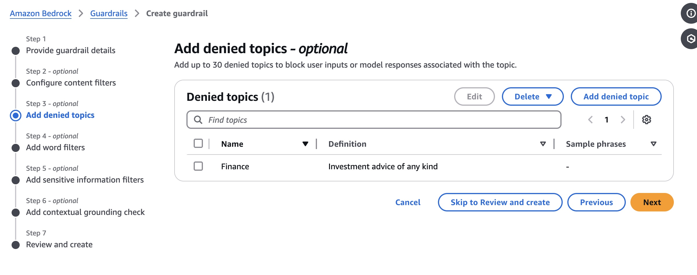 Denied topics